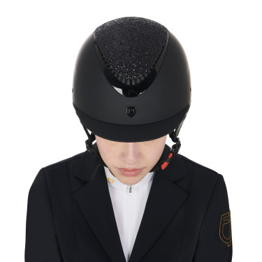 Casco da donna Galaxy con visiera stretta e strass Equestro Nero / nero lucido