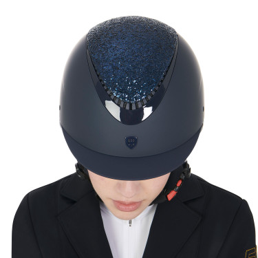 Casco da donna Galaxy con visiera stretta e strass Equestro Marina / marina brillante Blu
