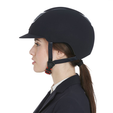 Casco Eclipse in velluto tinta unita (3 imbottiture) Equestro Marina / marina Blu