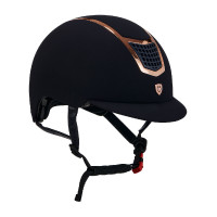 Casco Eclipse in velluto tinta unita (3 imbottiture) Equestro Marino / oro rosa Blu marino