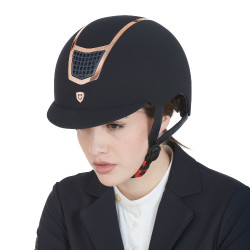 Casco Eclipse in velluto tinta unita (3 imbottiture) Equestro Marino / oro rosa Blu marino Casco Eclipse in velluto tinta unita (3 imbottiture) Equestro Marino / oro rosa Blu marino