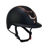 Casco Eclipse con strass e visiera larga (3 imbottiture) Equestro Nero / oro rosa