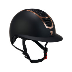 Casco Eclipse con strass e visiera larga (3 imbottiture) Equestro Nero / oro rosa