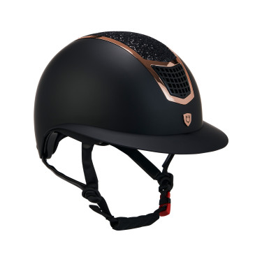 Casco Eclipse con strass e visiera larga (3 imbottiture) Equestro Nero / oro rosa