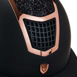 Casco Eclipse con strass e visiera larga (3 imbottiture) Equestro Nero / oro rosa