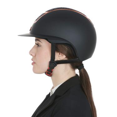 Casco Eclipse con strass e visiera larga (3 imbottiture) Equestro Nero / oro rosa