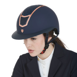 Casco Eclipse con strass e visiera larga (3 imbottiture) Equestro Marino / oro rosa Blu marino
