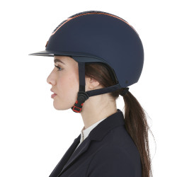 Casco Eclipse con strass e visiera larga (3 imbottiture) Equestro Marino / oro rosa Blu marino