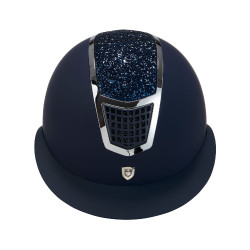 Casco Eclipse con strass e visiera larga (3 imbottiture) Equestro Marino / argento Blu