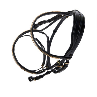 Briglia inglese in cuoio clincher senza redini Equestro Nero