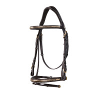 Briglia inglese in cuoio clincher senza redini Equestro Marrone scuro