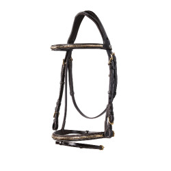 Briglia inglese in cuoio clincher senza redini Equestro Marrone scuro
