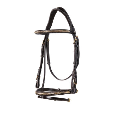 Briglia inglese in cuoio clincher senza redini Equestro Marrone scuro