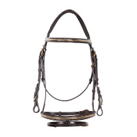 Briglia inglese in cuoio clincher senza redini Equestro Marrone scuro