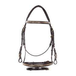 Briglia inglese in cuoio clincher senza redini Equestro Marrone scuro