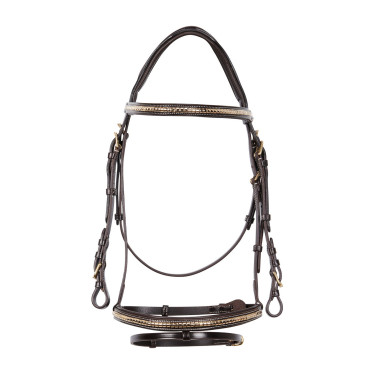 Briglia inglese in cuoio clincher senza redini Equestro Marrone scuro