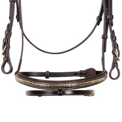 Briglia inglese in cuoio clincher senza redini Equestro Marrone scuro