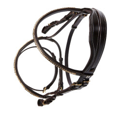 Briglia inglese in cuoio clincher senza redini Equestro Marrone scuro