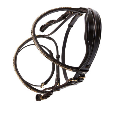 Briglia inglese in cuoio clincher senza redini Equestro Marrone scuro
