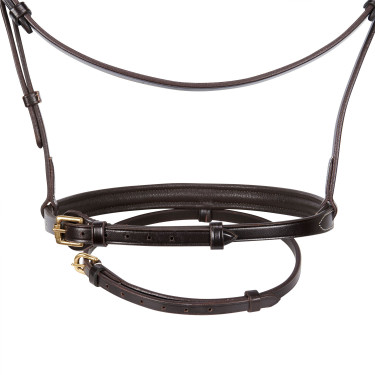 Briglia inglese in cuoio clincher senza redini Equestro Marrone scuro