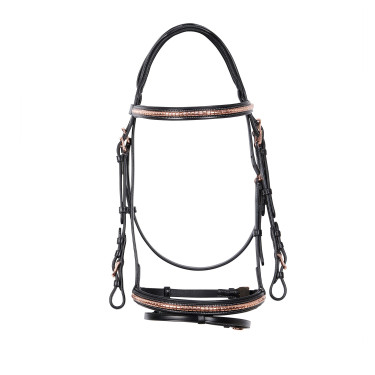 Briglia inglese in cuoio clincher color oro rosa senza redini Equestro Briglia inglese in cuoio clincher color oro rosa senza redini Equestro