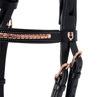 Briglia inglese in cuoio clincher color oro rosa senza redini Equestro Briglia inglese in cuoio clincher color oro rosa senza redini Equestro