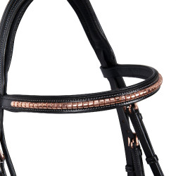 Briglia inglese in cuoio clincher color oro rosa senza redini Equestro Briglia inglese in cuoio clincher color oro rosa senza redini Equestro
