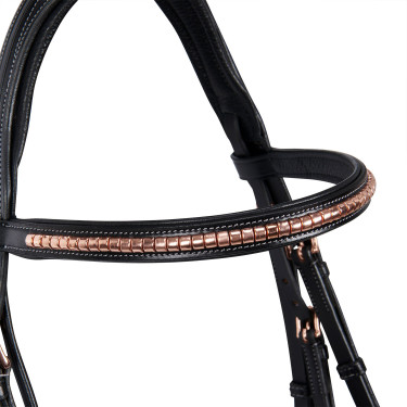 Briglia inglese in cuoio clincher color oro rosa senza redini Equestro Briglia inglese in cuoio clincher color oro rosa senza redini Equestro