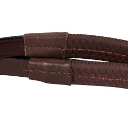 Briglia inglese in cuoio con redini in gomma Genesis Equestro Marrone scuro Briglia inglese in cuoio con redini in gomma Genesis Equestro Marrone scuro