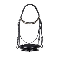Briglia inglese in cuoio con paillettes senza redini Equestro Nero
