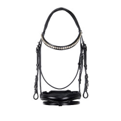 Briglia inglese in cuoio con paillettes senza redini Equestro Nero