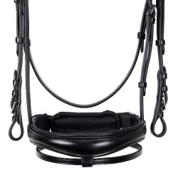 Briglia inglese in cuoio con paillettes senza redini Equestro Nero