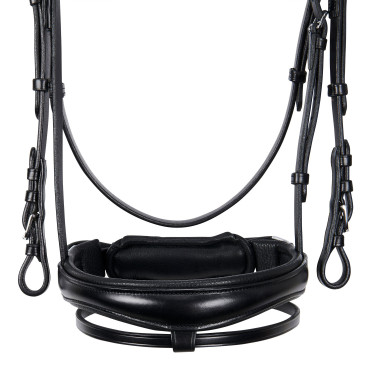 Briglia inglese in cuoio con paillettes senza redini Equestro Nero