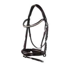 Briglia inglese in cuoio con paillettes senza redini Equestro