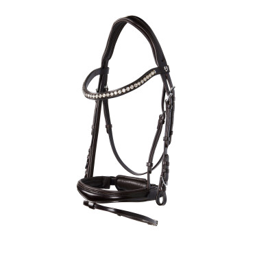 Briglia inglese in cuoio con paillettes senza redini Equestro