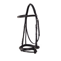 Briglia inglese in cuoio con ricami Deco Equestro Marrone scuro