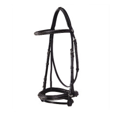 Briglia inglese in cuoio con ricami Deco Equestro Marrone scuro