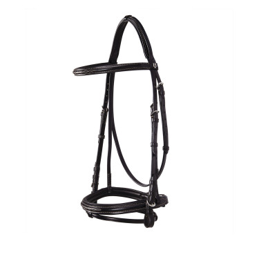 Briglia inglese in cuoio con ricami Deco Equestro Marrone scuro