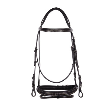 Briglia inglese in cuoio con ricami Deco Equestro Marrone scuro