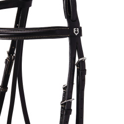 Briglia inglese in cuoio con ricami Deco Equestro Marrone scuro