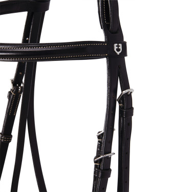 Briglia inglese in cuoio con ricami Deco Equestro Marrone scuro