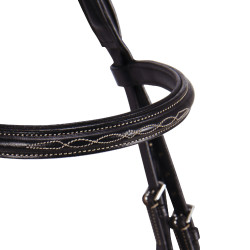 Briglia inglese in cuoio con ricami Deco Equestro Marrone scuro