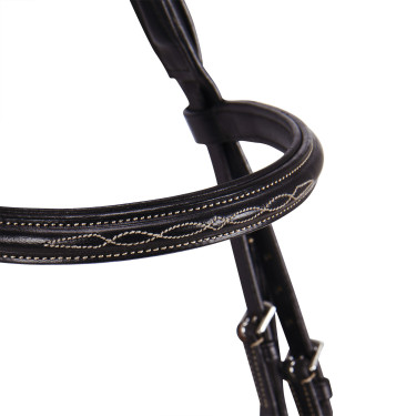 Briglia inglese in cuoio con ricami Deco Equestro Marrone scuro