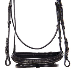 Briglia inglese in cuoio con ricami Deco Equestro Marrone scuro