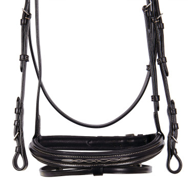 Briglia inglese in cuoio con ricami Deco Equestro Marrone scuro