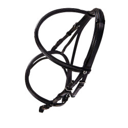 Briglia inglese in cuoio con ricami Deco Equestro Marrone scuro