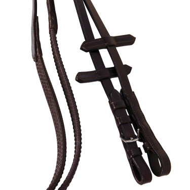 Briglia inglese in cuoio con ricami Deco Equestro Marrone scuro