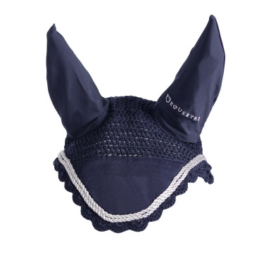 Cuffia antimosche lavorata a maglia con cordura Equestro Marina Blu marino
