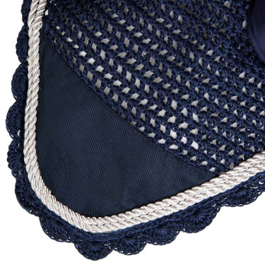 Cuffia antimosche lavorata a maglia con cordura Equestro Marina Blu marino