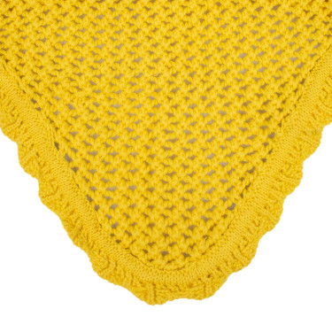 Cuffia anti-mosche per pony in cotone con orecchie elastiche Equestro Giallo